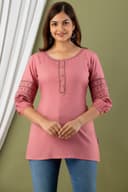 Woman wearing a brown tunic top for women by Nishtha Chadda