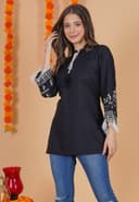 Woman wearing a brown tunic top for women by Nishtha Chadda