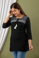 Woman wearing a olive tunic top for women by Nishtha Chadda