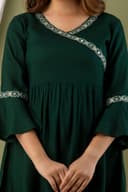 Woman wearing a olive tunic top for women by Nishtha Chadda