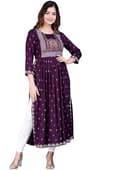 Woman wearing a black party wear ethnic kurta style by Nishtha Chadda