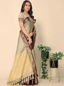 Woman wearing a grey party wear ethnic kurta style by Nishtha Chadda