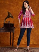 Woman wearing a brown party wear ethnic kurta style by Nishtha Chadda