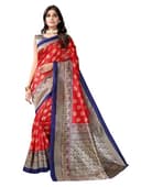 Woman wearing a red party wear ethnic kurta style by Nishtha Chadda