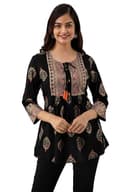 Woman wearing a brown party wear ethnic kurta style by Nishtha Chadda