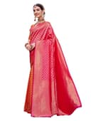 Woman wearing a red party wear ethnic kurta style by Nishtha Chadda