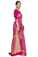 Woman wearing a red party wear ethnic kurta style by Nishtha Chadda