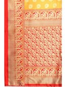 Woman wearing a coral party wear ethnic kurta style by Nishtha Chadda