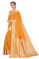 Woman wearing a orange party wear ethnic kurta style by Nishtha Chadda