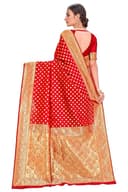 Woman wearing a red party wear ethnic kurta style by Nishtha Chadda