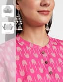 Woman wearing a pink party wear ethnic kurta style by Nishtha Chadda