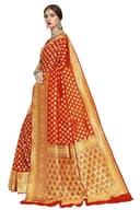 Woman wearing a red party wear ethnic kurta style by Nishtha Chadda
