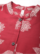 Woman wearing a red indian kurti for women by Nishtha Chadda