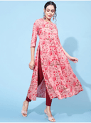 Woman wearing a red indian kurti for women by Nishtha Chadda