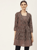 Woman wearing a navy indian kurti for women by Nishtha Chadda