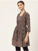 Woman wearing a navy indian kurti for women by Nishtha Chadda