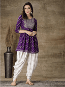 Woman wearing a navy indian kurti for women by Nishtha Chadda