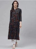 Woman wearing a grey indian kurti for women by Nishtha Chadda