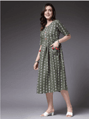 Woman wearing a grey indian kurti for women by Nishtha Chadda