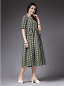 Woman wearing a grey indian kurti for women by Nishtha Chadda