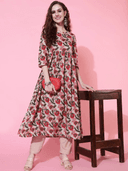 Woman wearing a brown indian kurti for women by Nishtha Chadda