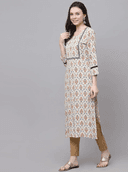 Woman wearing a grey indian kurti for women by Nishtha Chadda