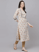 Woman wearing a grey indian kurti for women by Nishtha Chadda