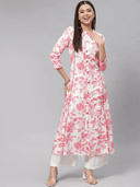 Woman wearing a beige cotton tunic for women by Nishtha Chadda