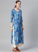 Woman wearing a blue indian kurti for women by Nishtha Chadda