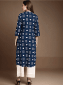 Woman wearing a navy indian kurti for women by Nishtha Chadda