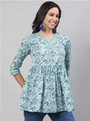 Woman wearing a grey indian kurti for women by Nishtha Chadda