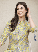 Woman wearing a grey indian kurti for women by Nishtha Chadda