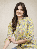 Woman wearing a grey indian kurti for women by Nishtha Chadda