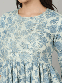 Woman wearing a grey indian kurti for women by Nishtha Chadda