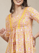 Woman wearing a grey indian kurti for women by Nishtha Chadda