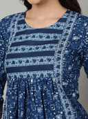 Woman wearing a navy indian kurti for women by Nishtha Chadda
