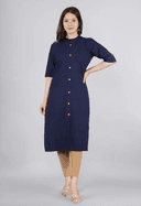 Woman wearing a navy indian kurti for women by Nishtha Chadda
