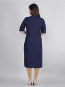 Woman wearing a navy indian kurti for women by Nishtha Chadda