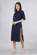 Woman wearing a navy indian kurti for women by Nishtha Chadda