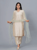 Woman wearing a beige cotton tunic for women by Nishtha Chadda