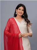 Woman wearing a beige cotton tunic for women by Nishtha Chadda