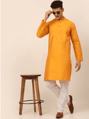 Model wearing a olive party wear kurta by Nishtha Chadda