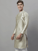 Model wearing a olive party wear kurta by Nishtha Chadda