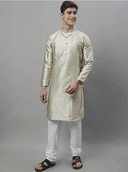 Model wearing a olive party wear kurta by Nishtha Chadda
