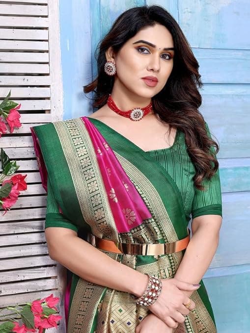Woman wearing a brown party wear ethnic kurta style by Nishtha Chadda