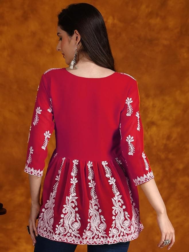 Woman wearing a brown party wear ethnic kurta style by Nishtha Chadda
