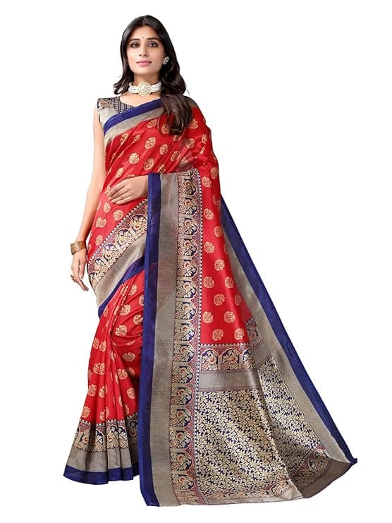 Woman wearing a red party wear ethnic kurta style by Nishtha Chadda