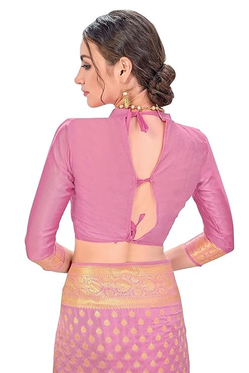 Woman wearing a pink party wear ethnic kurta style by Nishtha Chadda