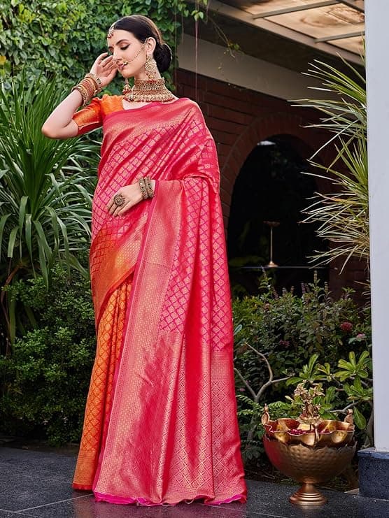 Woman wearing a red party wear ethnic kurta style by Nishtha Chadda