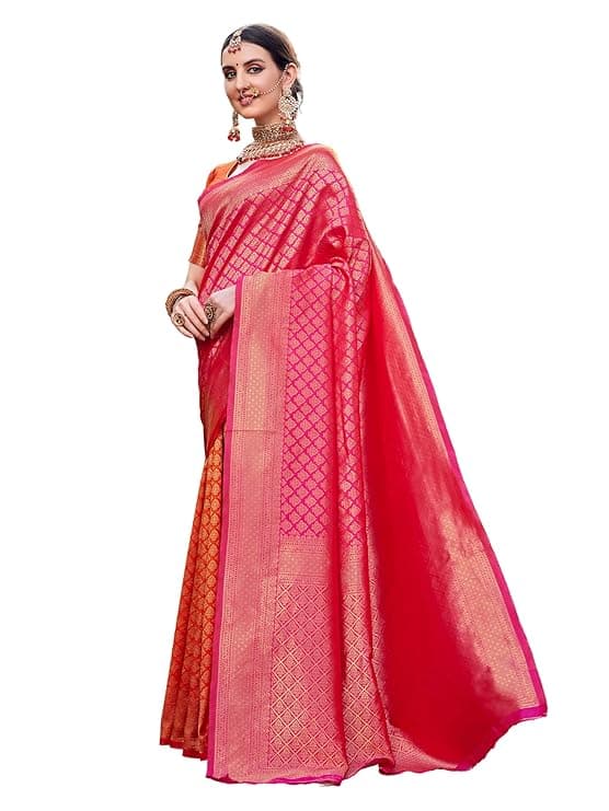 Woman wearing a red party wear ethnic kurta style by Nishtha Chadda